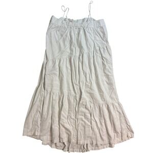 Abercrombie & Fitch White Linen Blend Tiered Dress Womens XL Boho Flowy